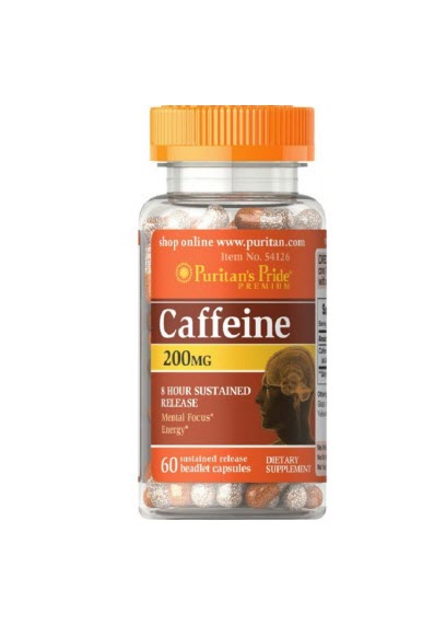 Puritans Pride Caffeine 200 mg 8-Hour Sustained Release 60 Capsules كبسولات الكافين لـ8 ساعات متواصلة لتعزيز الطاقة